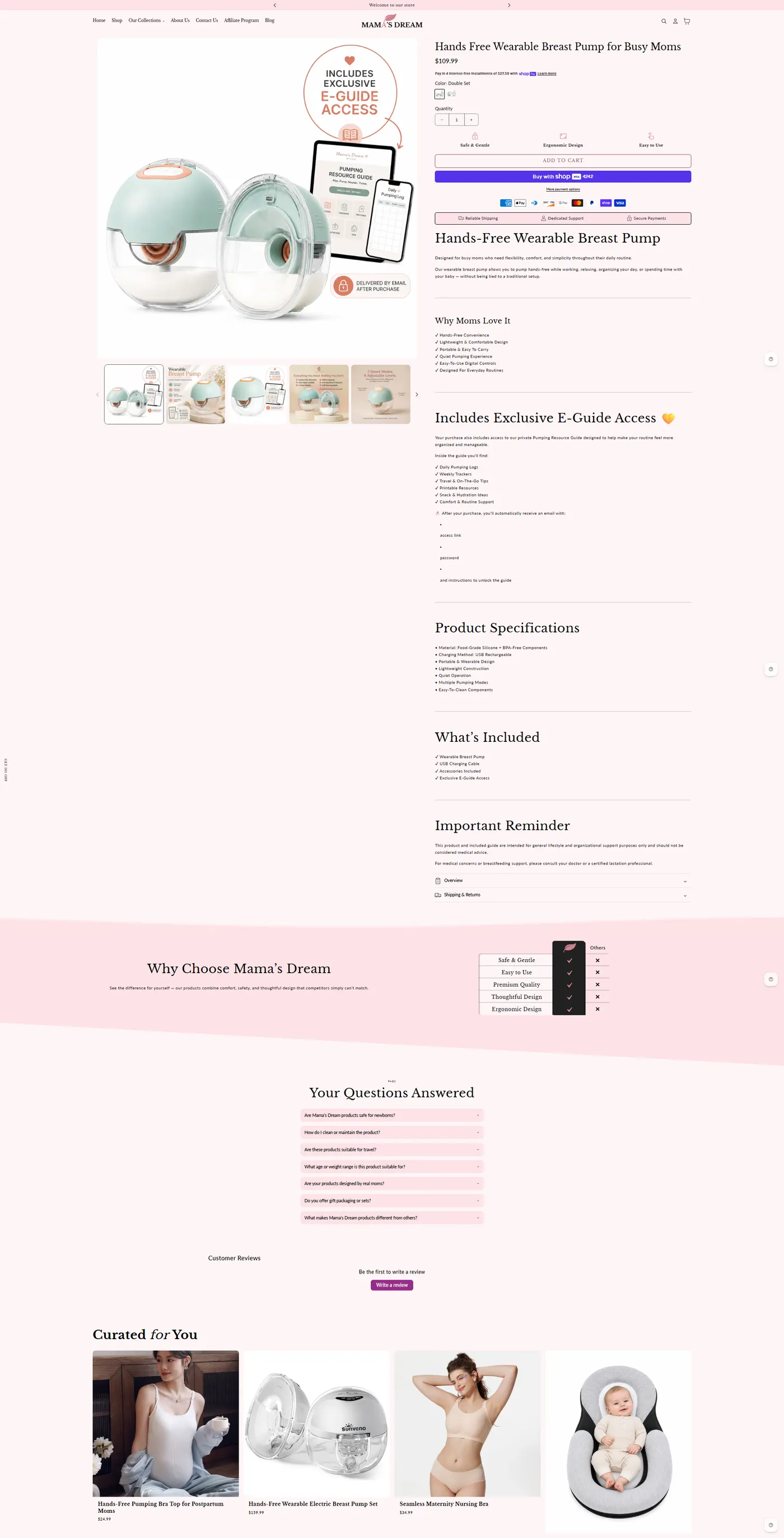 Product page before redesign